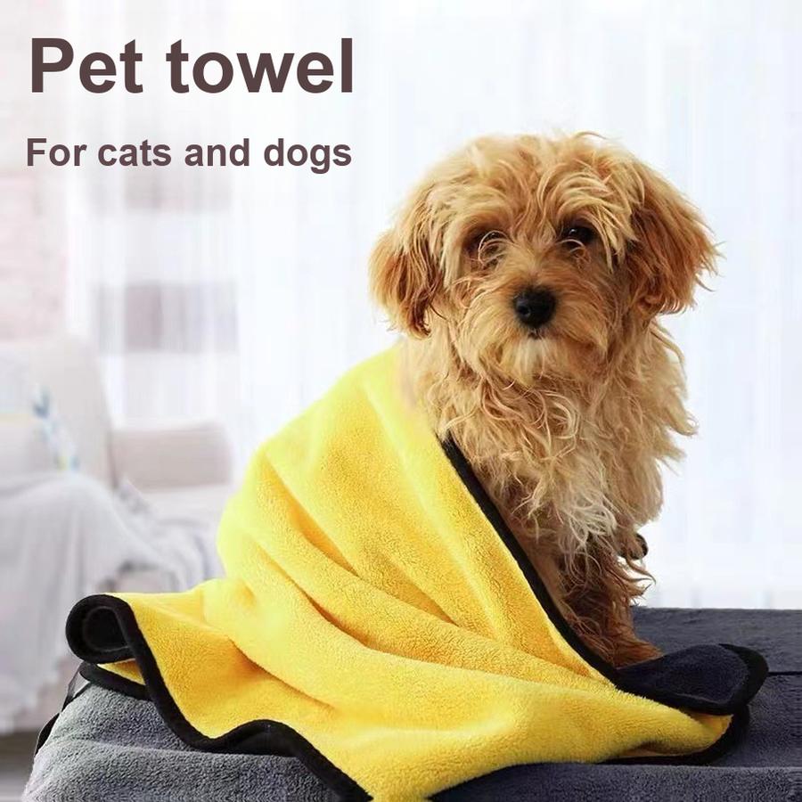 Pet Towels for Dogs and Cats - Absorbent, Quick-Drying Coral Fleece Bath Towels - Thick and Soft