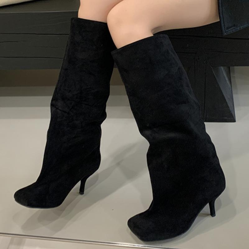 Fashion Eilyken Big Size 44 Street Punk Style Round Toe Women Knee-High Boots Sexy Thin Heels Shoes Winter Female Modern Long Booties