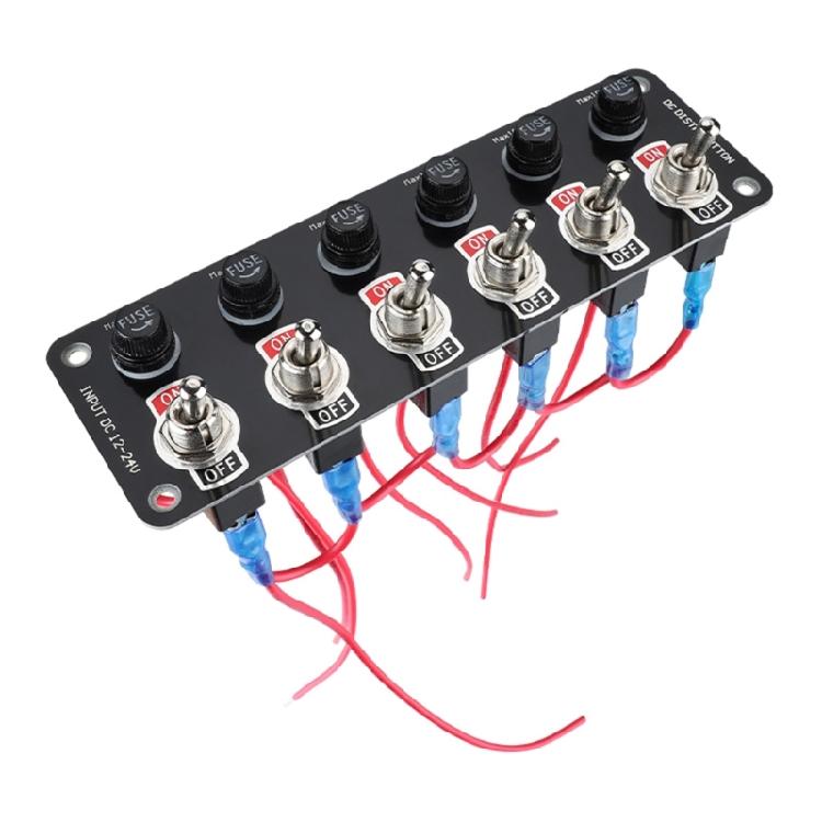 

ON-OFF Rockers Switch Panel 12/24V 6Gang 10A Fuses Switch Panel for Marine Boats 1
