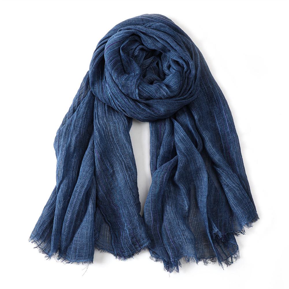 Chic Retro Tie-Dye Cotton-Linen Scarf: Unisex Warm Neck Warmer for Autumn/Winter