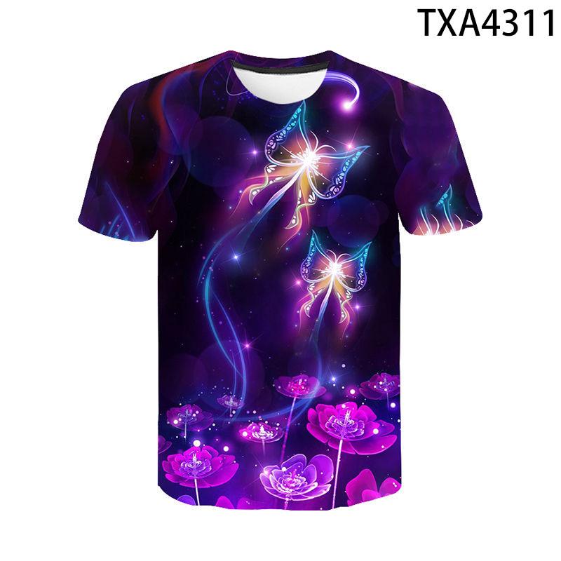 3D Print Butterfly T Shirt Men Women Children Summer Short Sleeve Flower T-shirt Streetwear Tee Insect Cool Boy Girl Casual Tops
