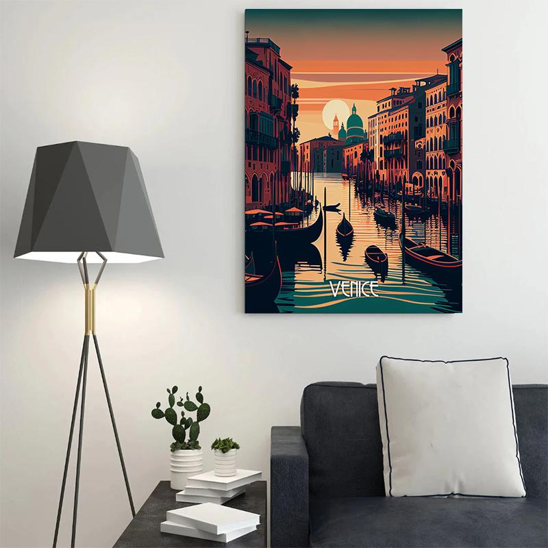 Vintage City Caribbean Egypt Venice Rome Dubai Landscape  Art Poster Canvas Painting Wall Prints Picture Living Room Home Decor