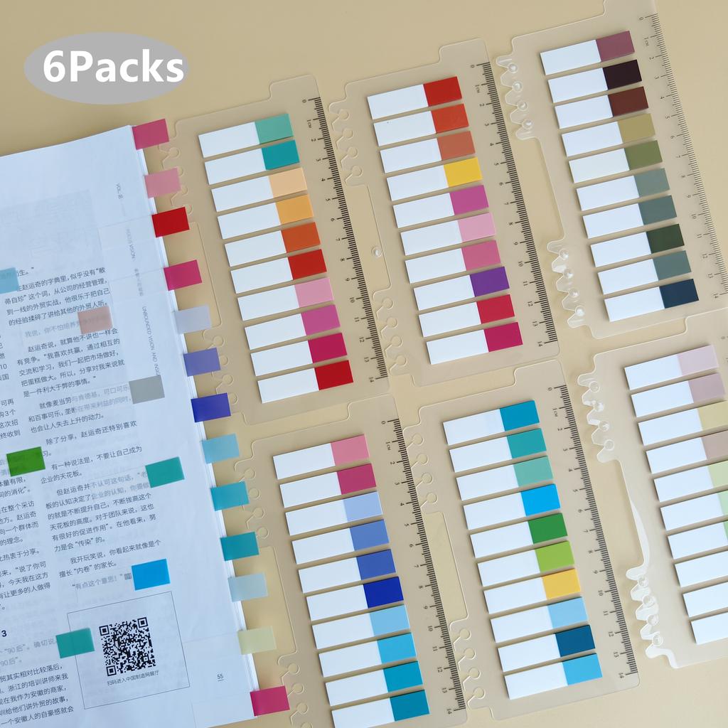6Packs/Set Transparent Sticky Notes Self-Adhesive BookMarkers Annotation Reading Book Clear Tab Kawaii Cute Stationery