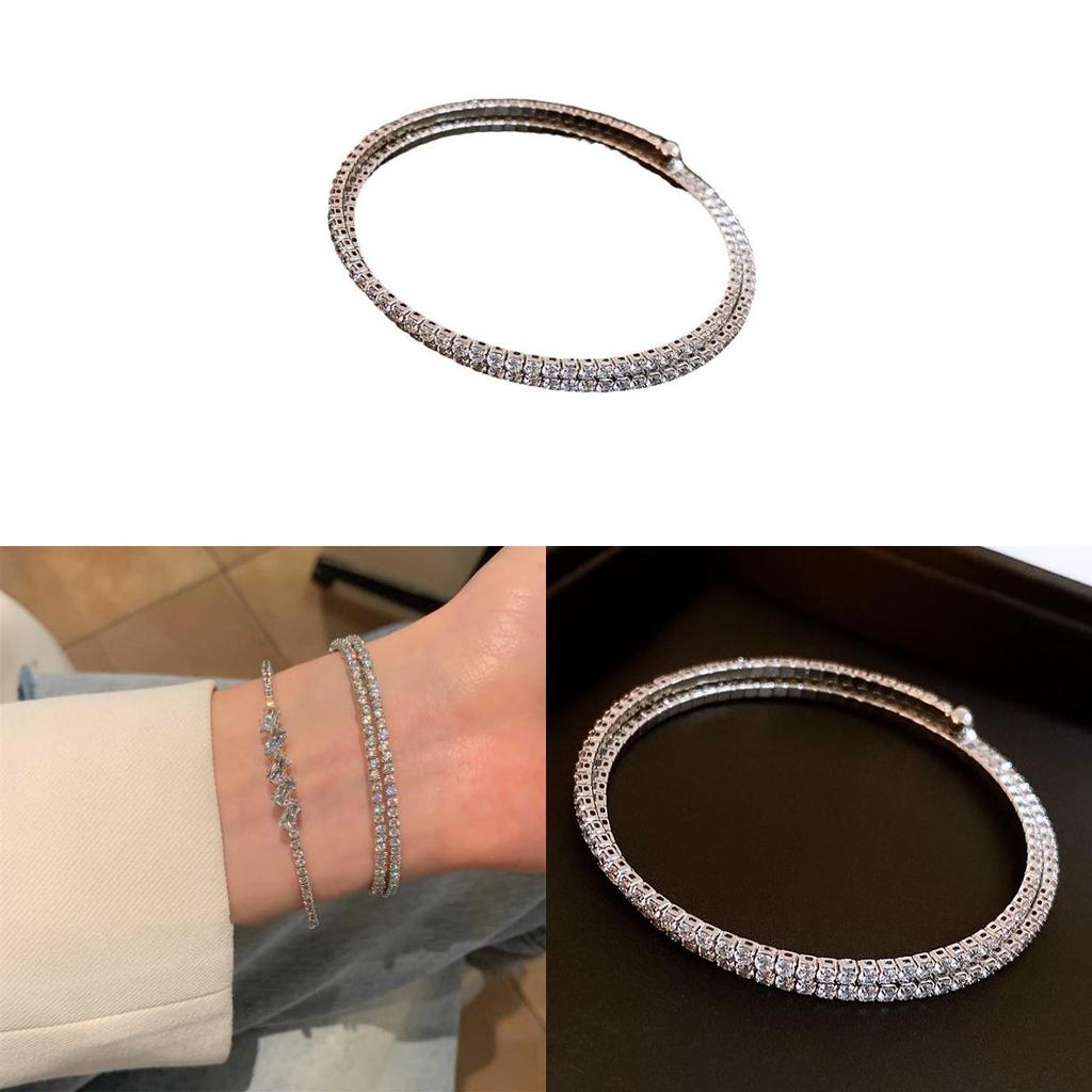 Adjustable Zircon Stone Bangle Bracelet With Geometric Design For Women Fashion Accessories