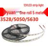 5050/5630 SMD Epoxy Waterproof Flexible LED Light Strip - High Brightness, 5 Meters, 12V/24V/36V