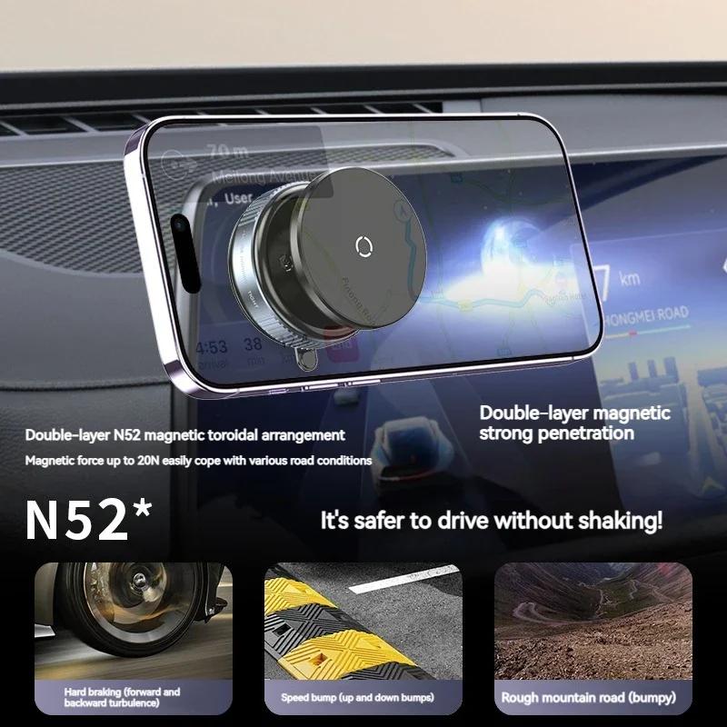 Car Magnetic Phone Holder Vacuum Suction 360° Rotation For Tesla Mirror Wall For iPhone 12~16 Series All Smart Cell Mobile Phone