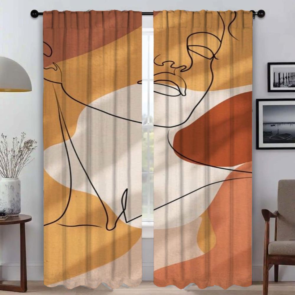 

Простой стиль Девушка Теневые шторы Блэкаут для комнаты 2 панели Современные шторы для гостиной Украшение на Хэллоуин Тюль для спальни W50xH70cmx2pcs-CL