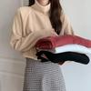 Korean-Style Autumn Loose Mid-High Neck Long Sleeve Shirt for Women - Solid Color Trendy Base Layer.