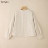 ZANZEA Women Casual Round Neck Solid Color Long Sleeve Blouse