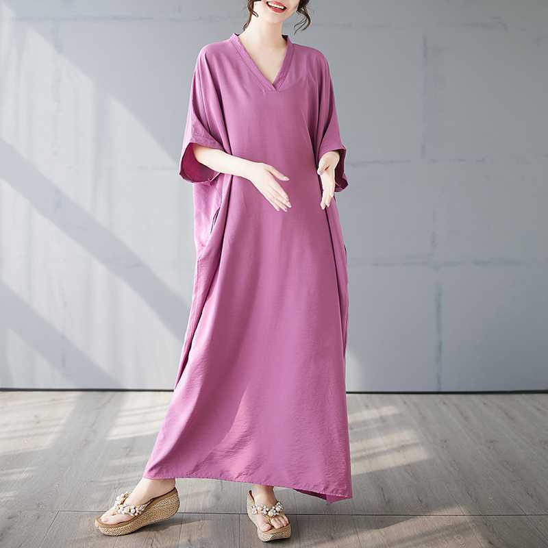 Summer Color Retro Long Skirt Cotton Linen Dress