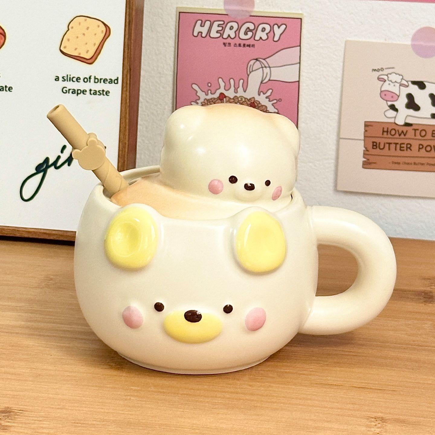 

3D Cartoon Mugs,Birthday Cups,Ceramic Girlfriends Teachers,Water Cups,Household Couples,Halloween Christmas Gifts Drinkware 301-400ml