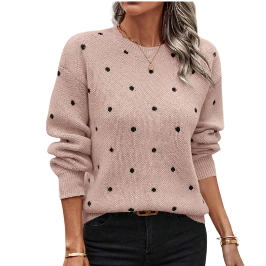 Women's Casual Round Neck Pullover Long Sleeve Sweater Top