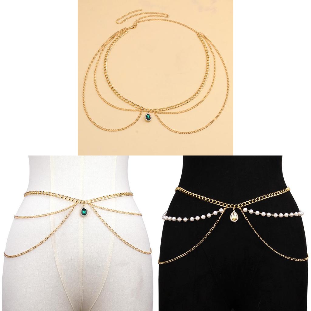 Metallic Body Chain For Women Men With Rhinestone Decoration For Summer Fashion
