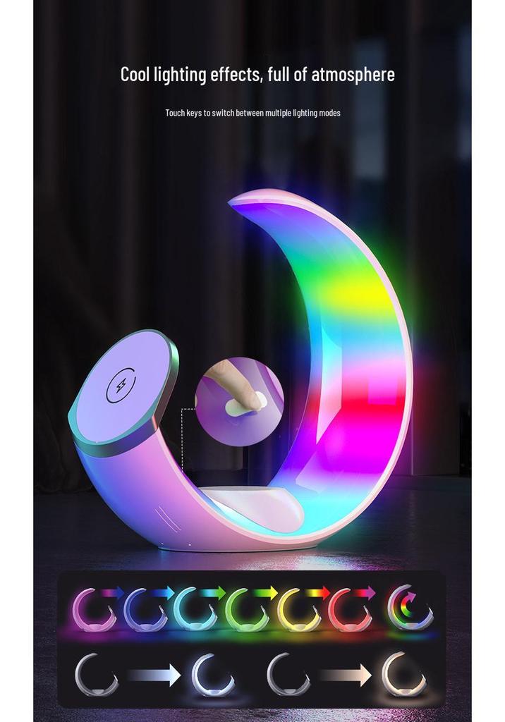 Intelligente LED-Schreibtischlampe mit 7 Farben, 4-in-1 kabellosem Ladegerät und magnetischer Saugvorrichtung 15W Ständer