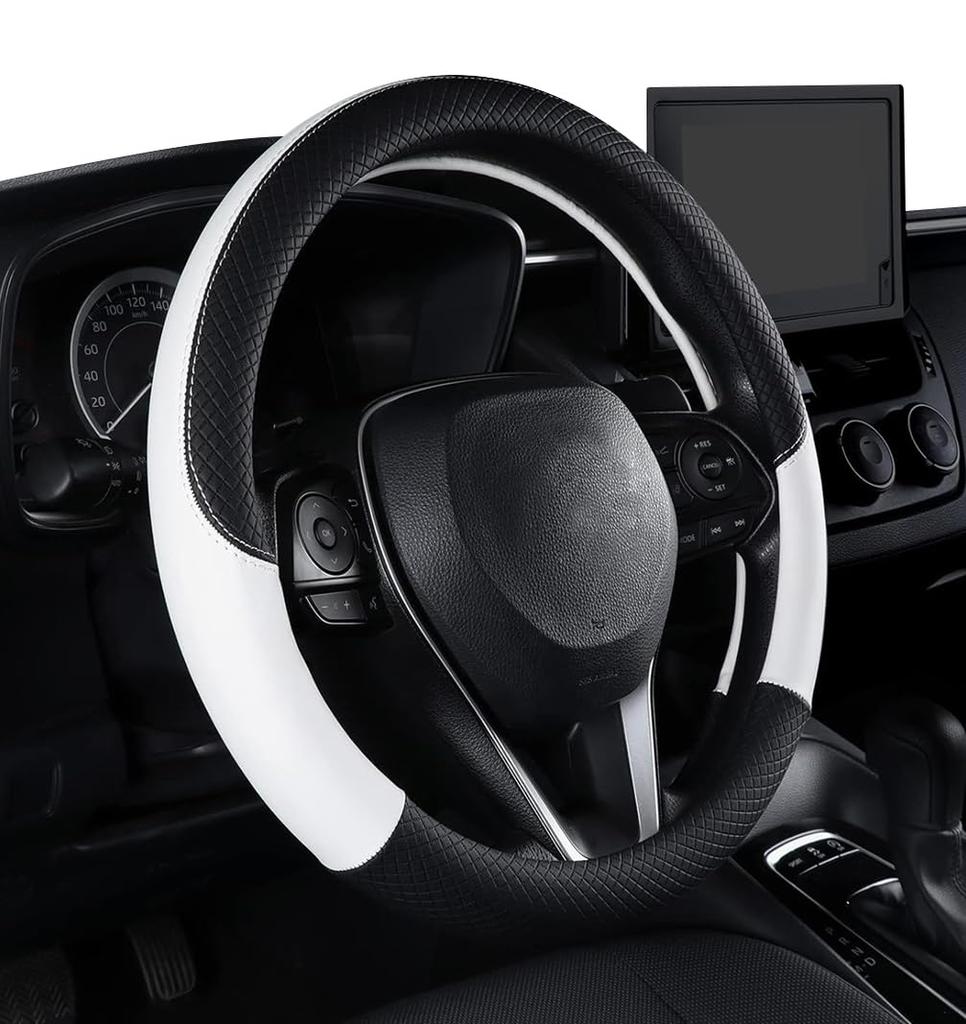 HUACHENG Steering Wheel Cover for Light M Genuine Universal Protective Cover for Standard Custom Interior Accessories Cars, Size, Leather, Fit,