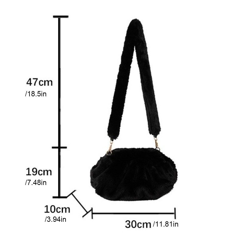 Large Capacity Cloud Plush Crossbody Bag Lightweight Mink Fur Wrinkle Handbag Daily