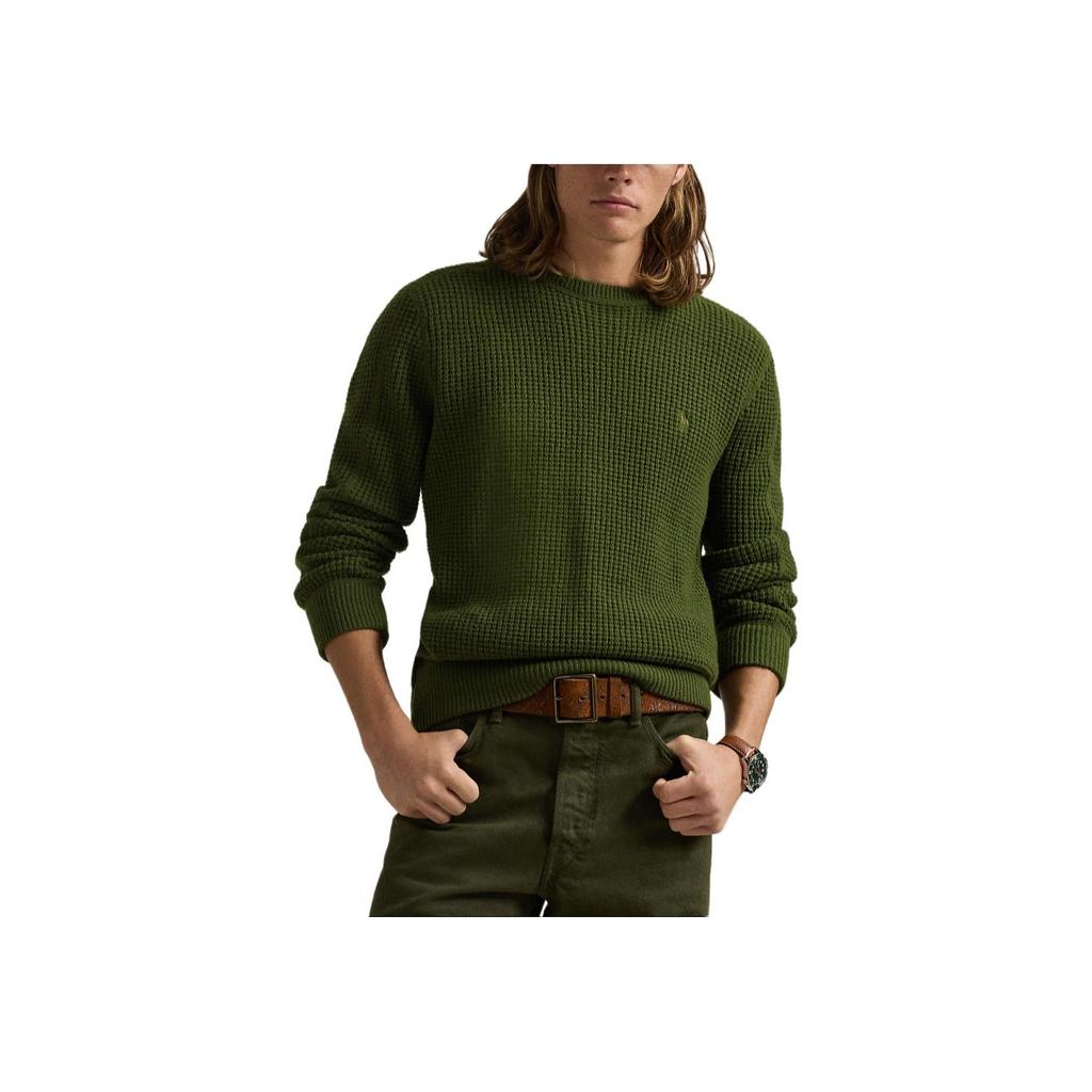 Polo Ralph Lauren Solid Color Crew Neck Long Sleeve Sweater Men Sweater Olive-Green MNPOSWE16822130-301