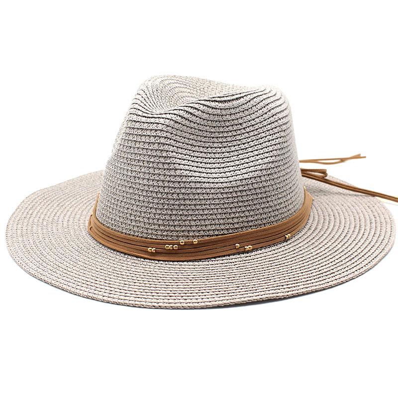 Barnabas Jazz Hat Women'S Fashion Belt Buckle Sunscreen Shade Straw Hat