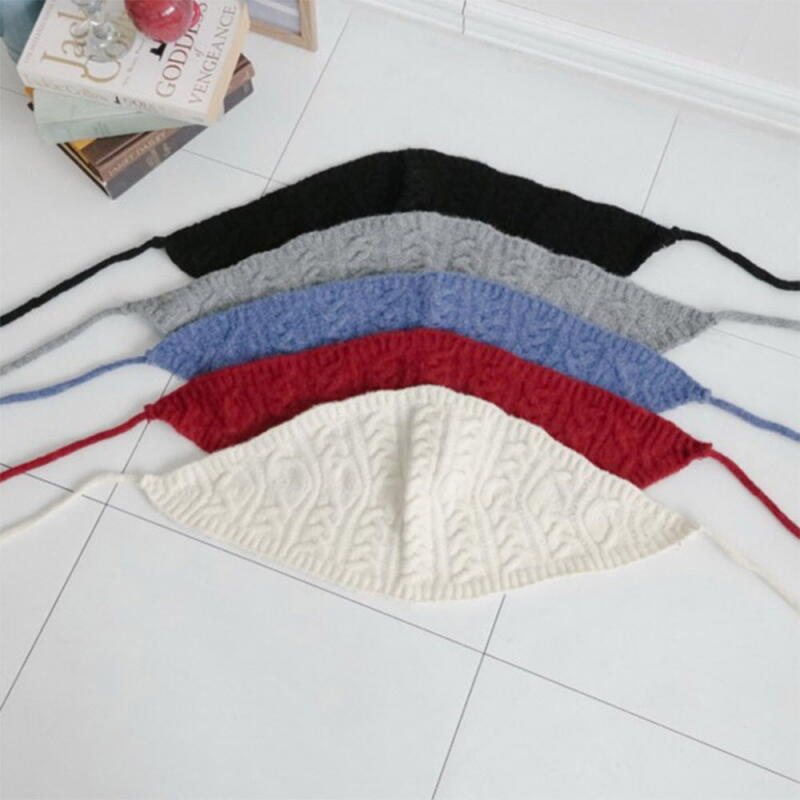 Women s Bucket Hat with Fringe Bucket Knit Winter Triangle Hat Blue