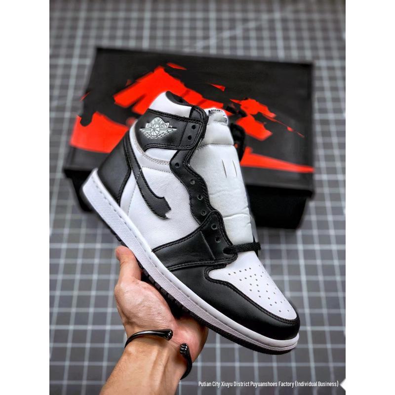 Buckle Broken Unisex Chicago High-Top AJ1 Basketball Shoes, Panda Black White