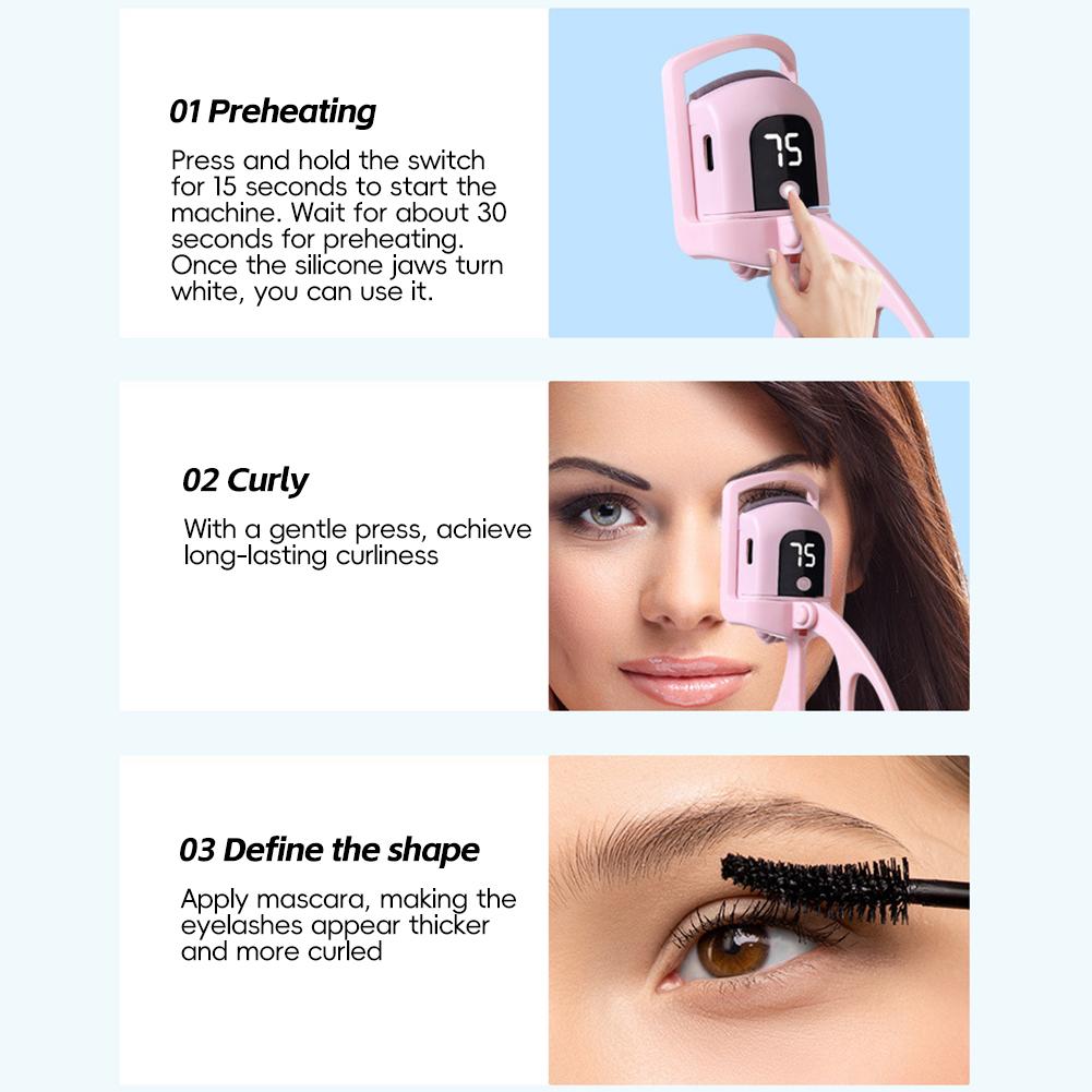 Tragbare Wimpernzange Langanhaltendes Formen Konstante Temperatur USB-Aufladung Beheizte Schönheitswerkzeuge