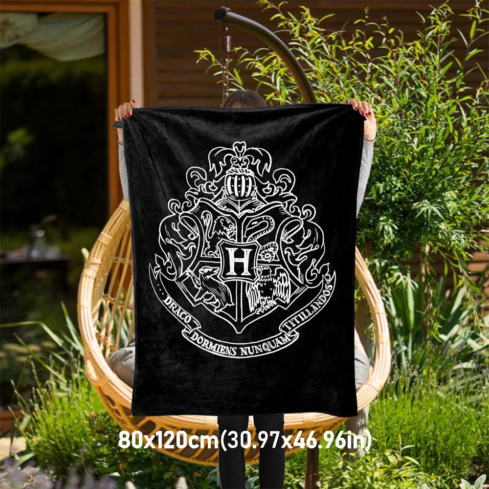 1pc Hogwarts Crest Raven Snake Eagle Outdoor Flannel Throw Blanket All Season Soft Warmth,Home Decor 1031238 80x120cm