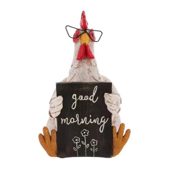Rustic Rooster Figurine Resin Distressed Chicken Statue Farmhouse Style Rooster Sculpture for Thanksgiving Day Desktop Decoration
