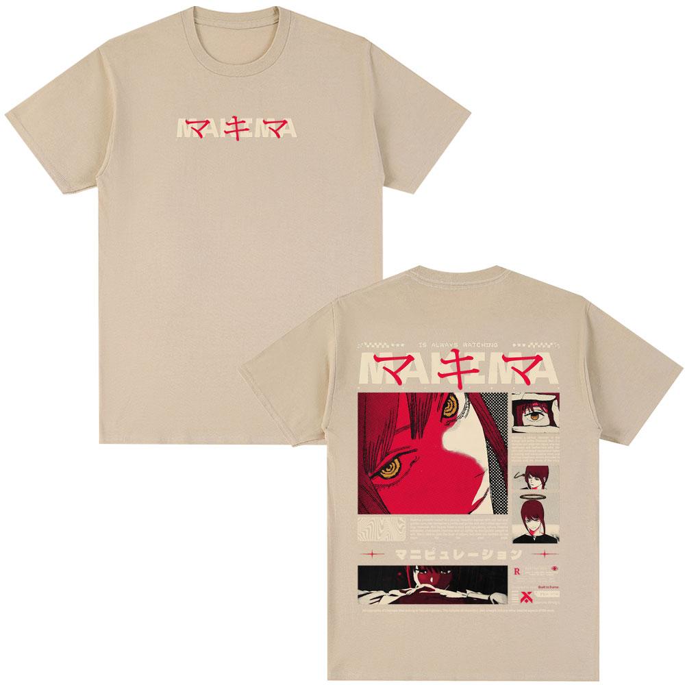 Japanese Anime Chainsaw Unisex Makima Tshirt Unisex Women Clothing Fashion Short Sleeve T Shirts Cotton Oversized Tshirts Streetwear