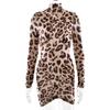 Europe, America and winter wear a new small turtleneck leopard print dress, sexy and fashionable tight back hip skirt