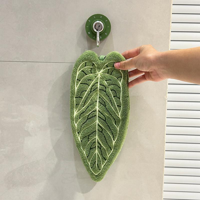 Kitchen Accessories Leaf Hand Towel Absorbent Towels For Hands Handkerchief Wipe Hands Cloth Bathroom Hanging Towels Household Decoration