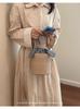 2026 Bow Plaid Straw Woven Bucket Bag: Fashionable, Versatile Single Shoulder Crossbody Handbag for Women