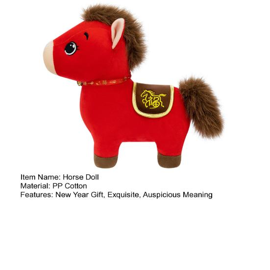 Stuffed Fortune Horse Blessing Horse Doll with Fuzzy Mane And Tail