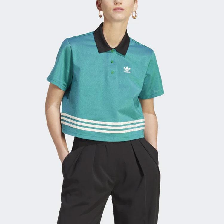 Adidas Originals Adicolor 70-talls Retroserie Logotrykk Genser Kortermet Polo Dame Topper Grønn IK7851
