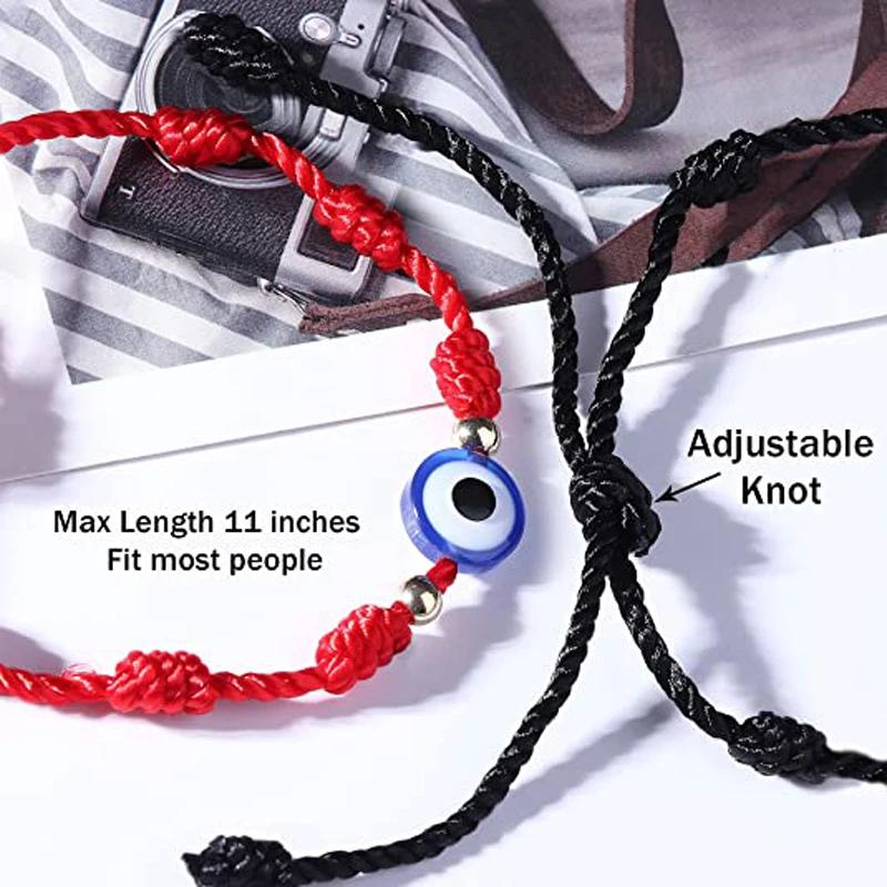 2/10pcs Lucky Red Rope Evil Eye String Bracelet for Men and Women Protection Lucky Handmade Braid Rope Wristband Jewelry Gift