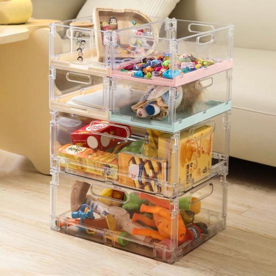 Storage Basket with Cover Easy Assembly Foldable Design Stackable Toy Storage Box