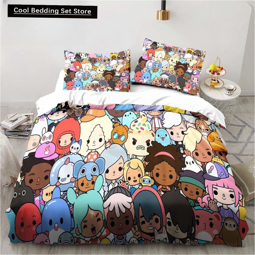 New 3D Cartoon Game Toca Life World Bedding Set Duvet Cover Bed Set Quilt Cover Pillowcase Comforter King Queen Size Boys Adult
