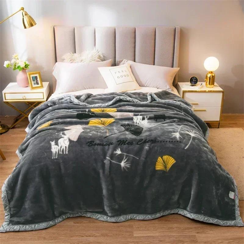 High-end Printed Warm Raschel Blankets for Winter Super Soft Warmth Weighted Blanket High-quality Antistatic Skin Friendly Duvet