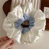 Damen Haargummi Gestreiftes Muster Patchwork Farbe Haarseil Hohe Elastizität Glattes Satin Rüschenbesatz Übergroßes Haarband Haaraccessoire