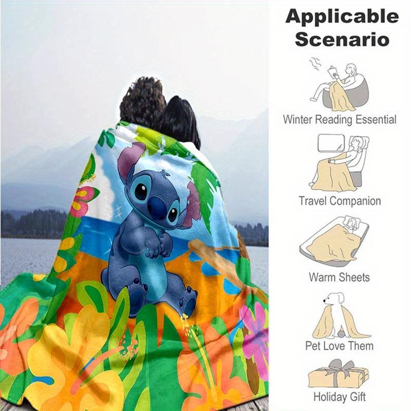 1pc Stitch Printing Blanket - Soft, All-Season Throw for Living Room, Bedroom,Personalized Gift with Adorable Cartoon Design
