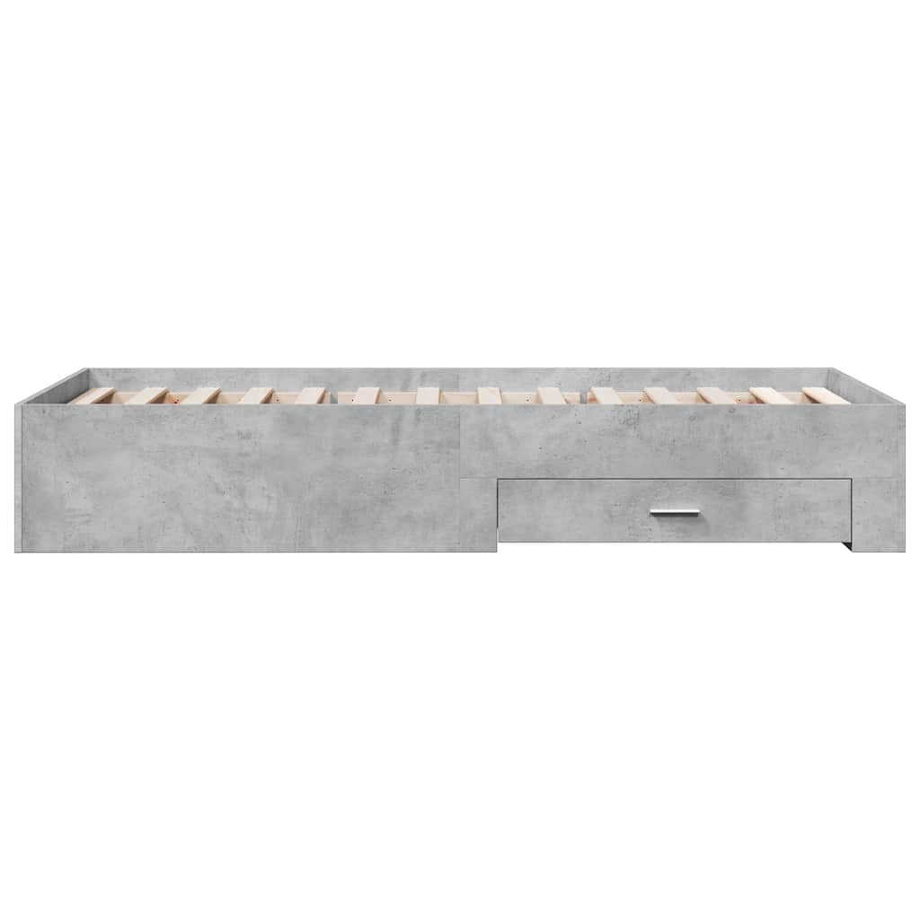Bed Frame with Drawers Concrete Grey 75x190 cm Engineered Wood