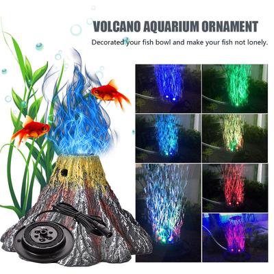 Aquarium Volcano Ornament Kit With Air Stone Bubbler Fish Tank