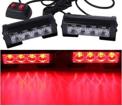 12V Strobe Light Bar LED Set of 2 Emergency Warning Lights Car Truck Trailer Lamp Room Side KnightraidB KRB186 (Red)
