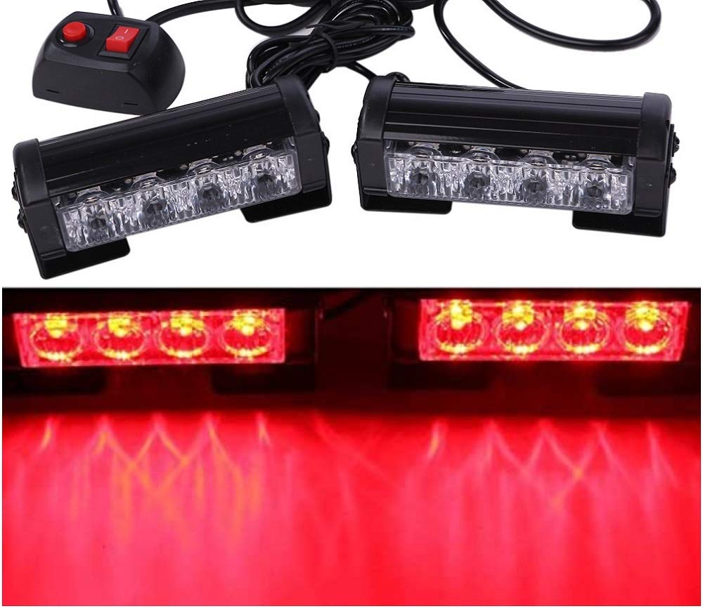 12V Stroboskop Lichtleiste LED 2er Set Notfall Warnleuchten Auto LKW Anhänger Lampe Zimmer Seite KnightraidB KRB186 (rot)