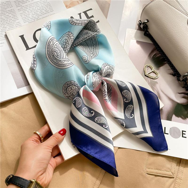 70*70cm Gedruckt Quadrat Schal Frauen Kopftuch Haarband Halstuch Kopf Hijab Dame Stirnband Foulard Tasche Band