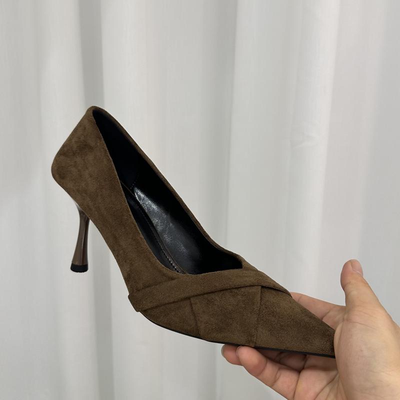 Fashion SUOJIALUN 2025 Autumn New Brand Women Elegant Pumps Shoes Fashion Pointed Toe Shallow Boat Shoes Thin High Heel Dress Single Sho