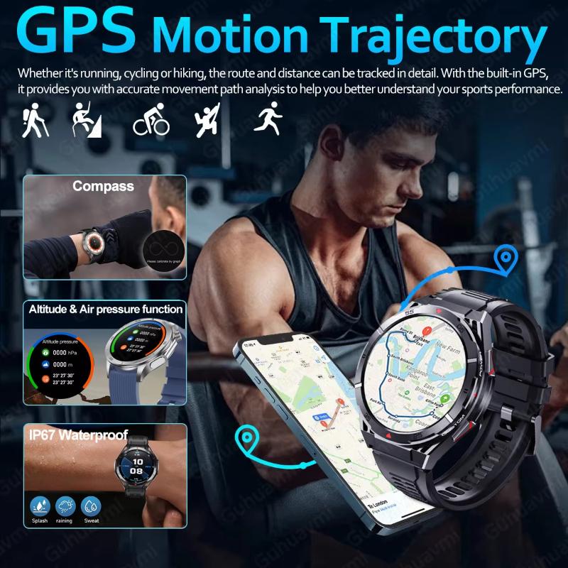 2025 Nowy Oryginalny Smartwatch GPS Ultra 466*466 HD Wyświetlacz AMOLED Sportowy Kompas Połączenia BT Wodoodporny IP69 Smart Bransoletka Dla HUAWEI
