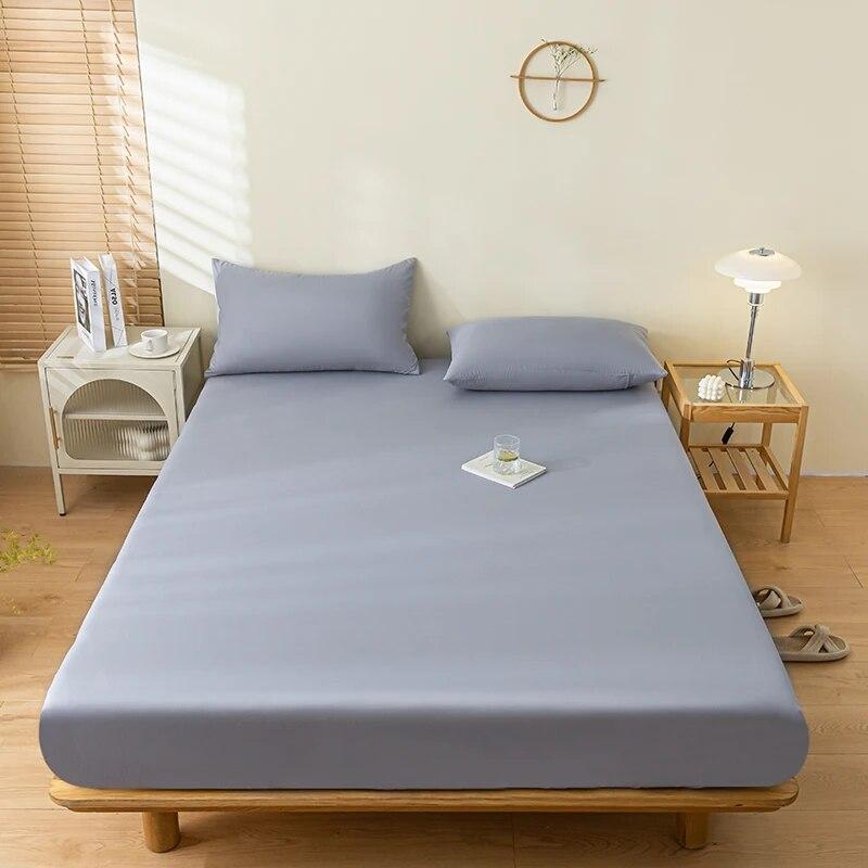 Wasserdichtes Spannbettlaken mit Gummiband, Bettlaken für Einzelbett, Doppelbett, Queen-Size-Matratzenbezug, einfarbig, Spannbettlaken 90 x 200 200 x 220