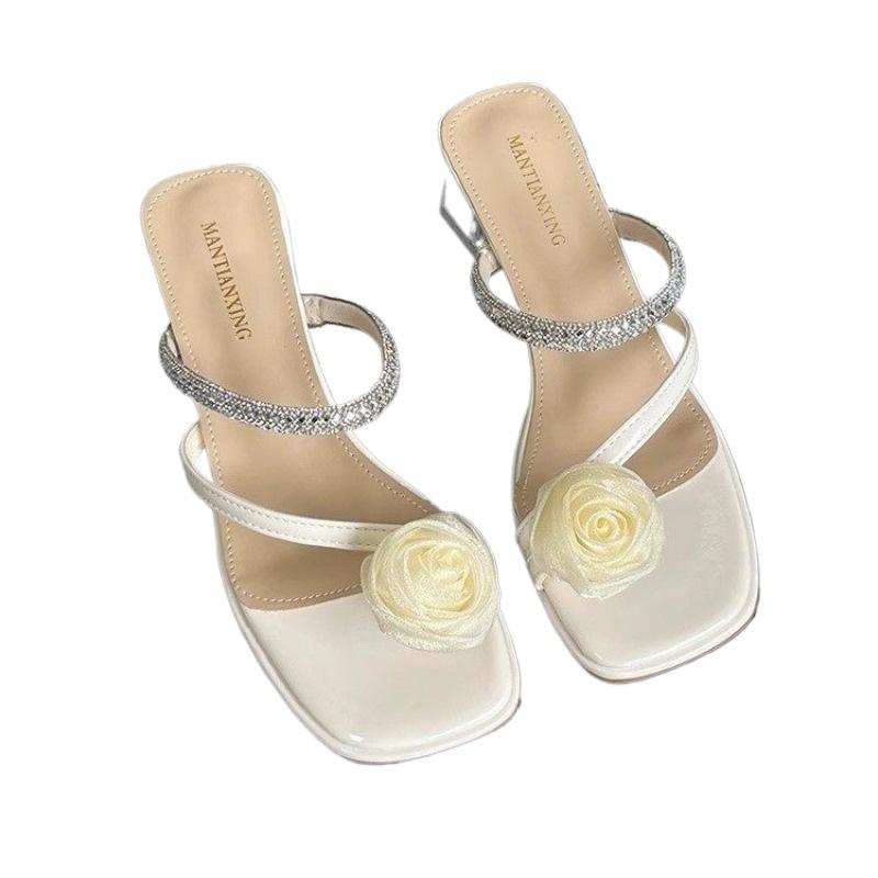New Style Slides Flip Flops Sandals Open Toe Woman Slippers High Up To 5cm Heel Summer Shoes for Women Crystals Zapatos Mujer