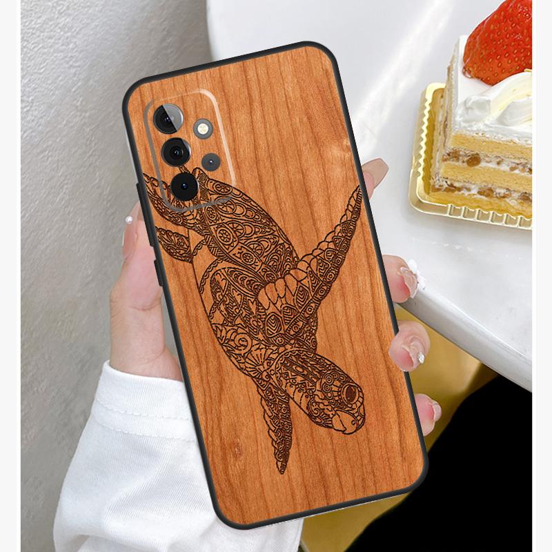 Turtle Wood Pattern Case For Samsung Galaxy A55 A35 A15 A14 A34 A54 A73 A53 A33 A23 A13 A12 A32 A52 A51 Cover