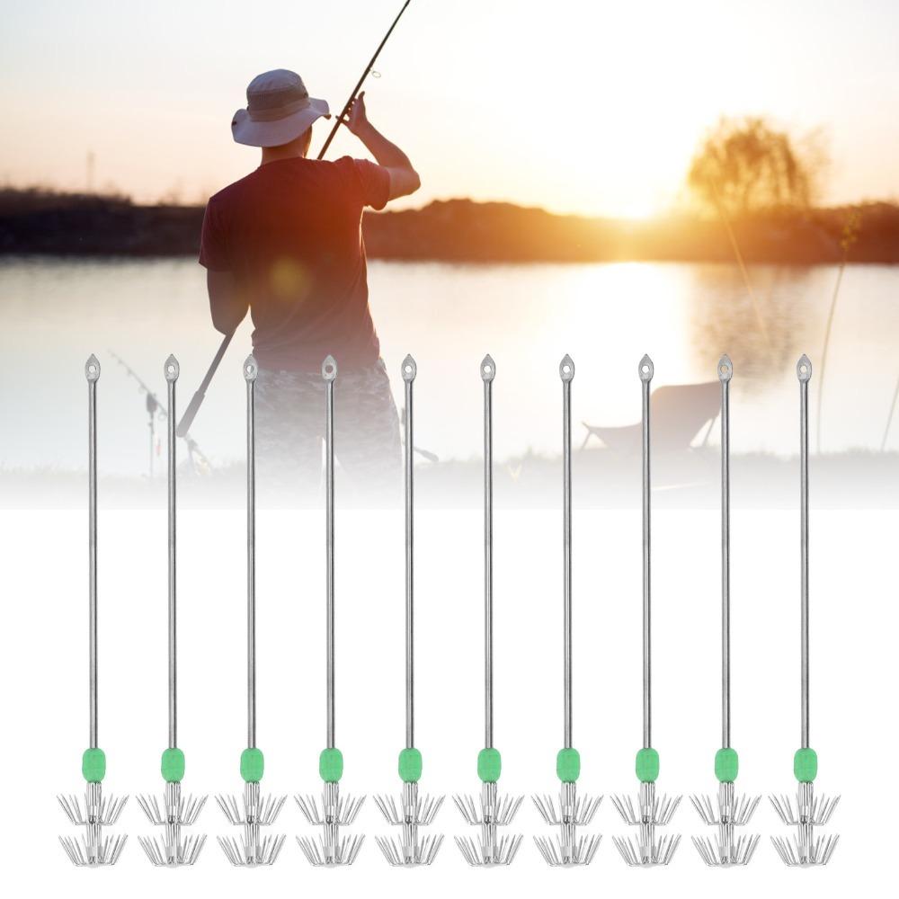 10PCS Double Layer Squid Fishing Jig Hook Long Handle Squid Hooks Squid Baits Hook  Squid Fishing